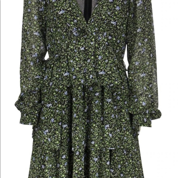 MICHAEL KORS     GEORGETTE MINIDRESS WITH FLORAL PATTERN AND RUFFLES - Picture 5 of 7